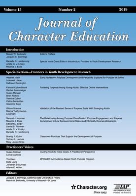 Cover for Jacques S Benninga · Journal of Character Education Volume 15 Issue 2 2019 (Paperback Book) (2019)