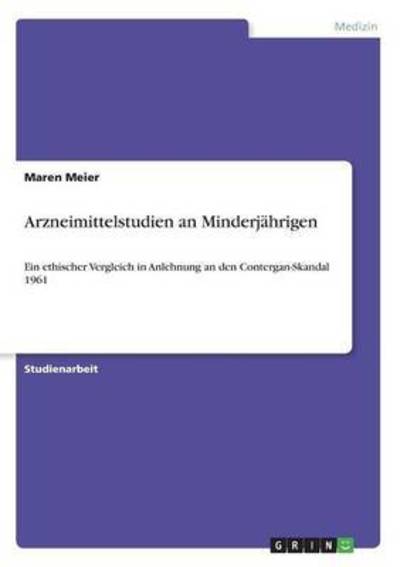 Cover for Meier · Arzneimittelstudien an Minderjähr (Book) (2016)