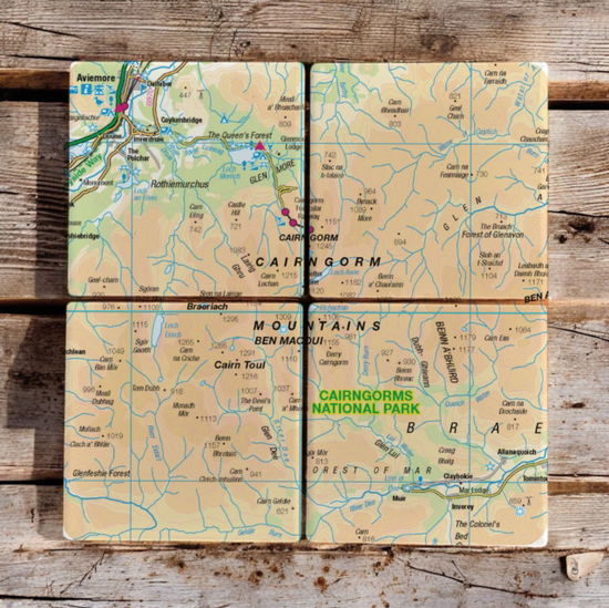 Cover for OS Map Ceramic Four Coaster Set - Cairngorms National Park (MERCH) (2025)