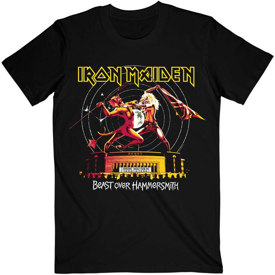 Iron Maiden Unisex T-Shirt: Beast Over Hammersmith Eddie & Devil Tonal - Iron Maiden - Merchandise -  - 5056561057576 - 