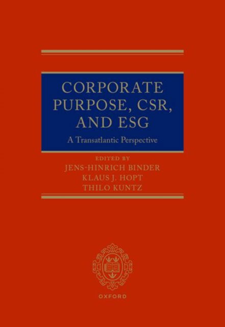 Corporate Purpose, CSR, and ESG -  - Books - Oxford University Press - 9780198912576 - October 3, 2024