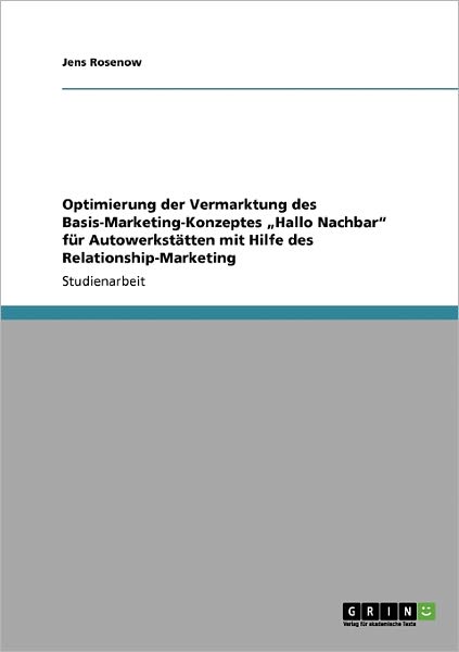 Cover for Rosenow · Optimierung der Vermarktung des (Book) [German edition] (2008)