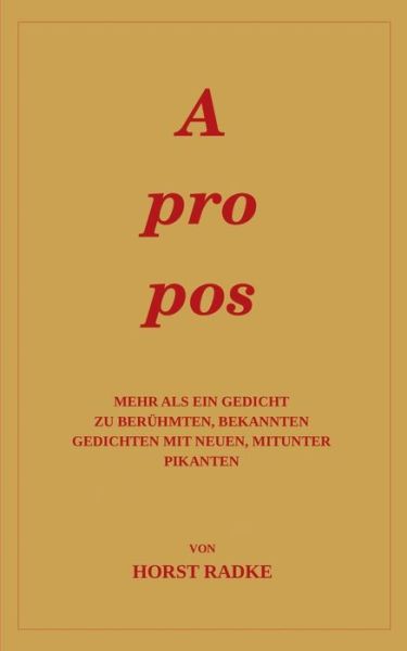 Cover for Horst Radke · Apropos (Paperback Book) [German edition] (2014)