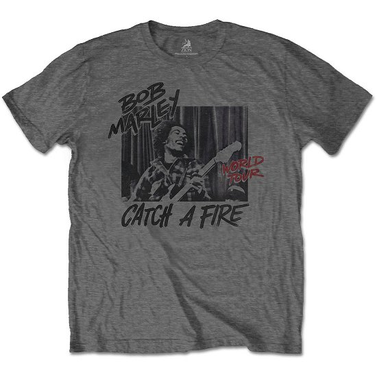 Cover for Bob Marley · Bob Marley Unisex T-Shirt: Catch A Fire World Tour (T-shirt) [size M] [Grey - Unisex edition]