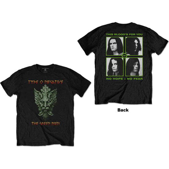 Type O Negative Unisex T-Shirt: Green Man (Black) (Back Print) - Type O Negative - Produtos - - 5056368662577 - 4 de março de 2021