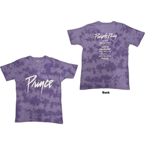 Prince · Prince Unisex T-Shirt: Purple Rain (Wash Collection & Back Print) (T-shirt) [size L]
