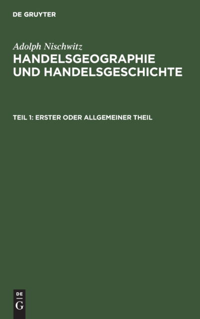 Cover for Adolph Nischwitz · Erster oder allgemeiner Theil (Innbunden bok) (1901)