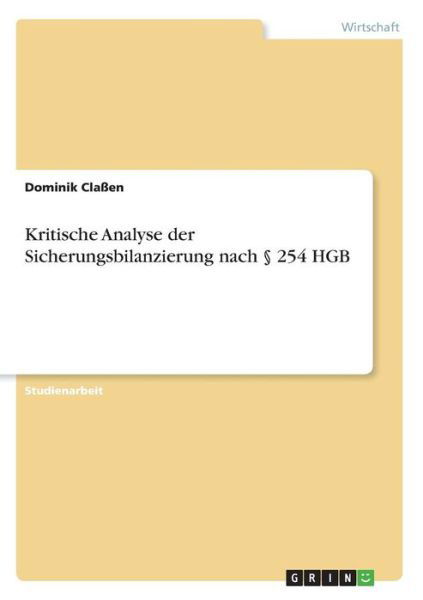 Cover for Claßen · Kritische Analyse der Sicherungs (Book)