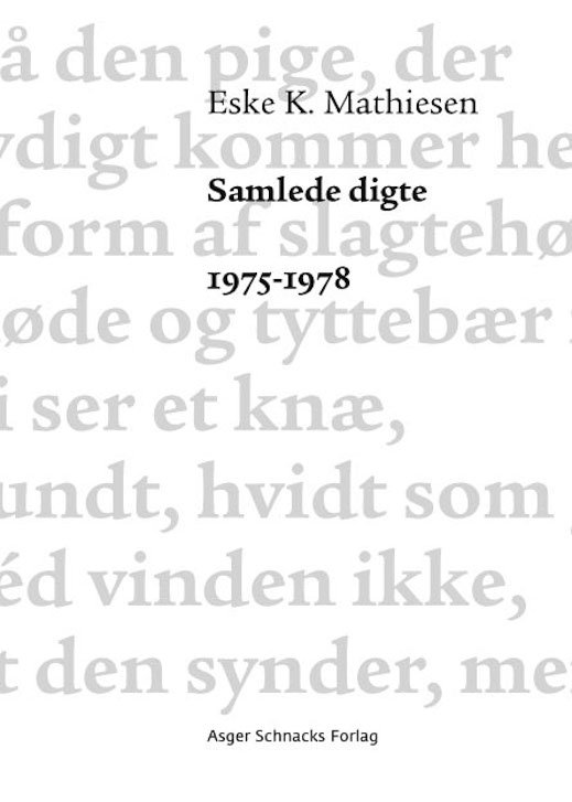 Cover for Eske K. Mathiesen · Samlede digte 1975-1978 (Hæftet bog) [1. udgave] (2015)