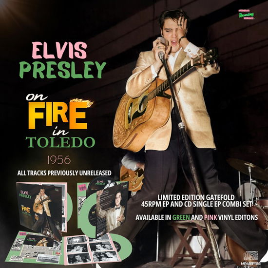 Cover for Elvis Presley · On Fire In Toledo - 1956 (7&quot;/CD) [Green Vinyl + CD edition] (2024)