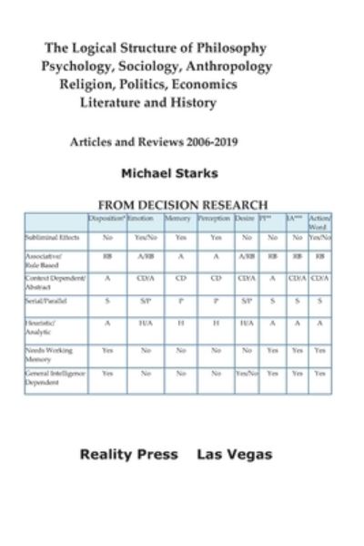 Cover for Michael Starks · The Logical Structure of Philosophy, Psychology, Sociology, Anthropology, Religion, Politics, Economics, Literature and History (Paperback Book) (2019)