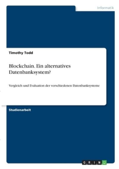 Cover for Todd · Blockchain. Ein alternatives Daten (N/A)