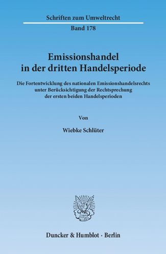 Cover for Schlüter · Emissionshandel in der dritten (Book) (2013)