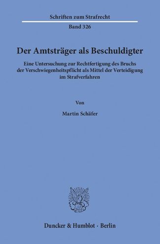 Cover for Schäfer · Der Amtsträger als Beschuldigte (Book) (2018)