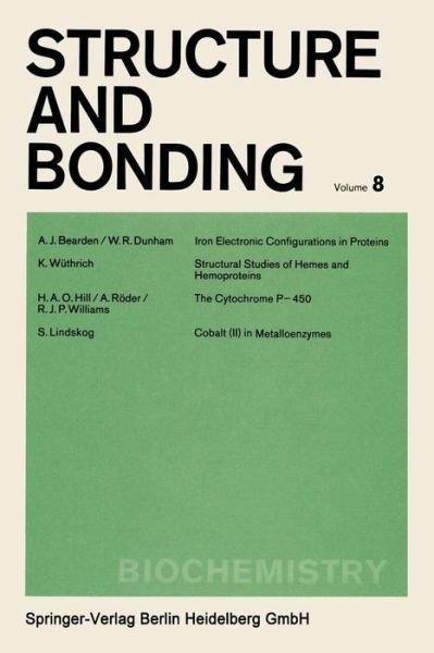 Biochemistry - Structure and Bonding - A. J. Bearden - Kirjat - Springer-Verlag Berlin and Heidelberg Gm - 9783540052579 - 1970