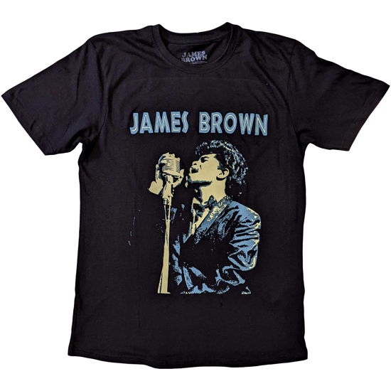 James Brown Unisex T-Shirt: Holding Mic - James Brown - Gadżety -  - 5056561087580 - 