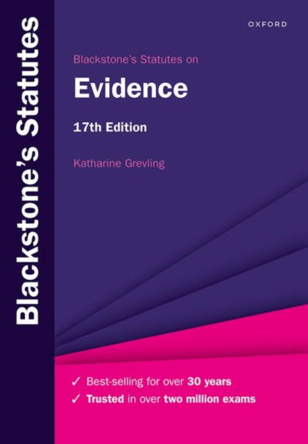 Cover for Grevling, Katharine (Associate Professor of Law, University of Oxford) · Blackstone's Statutes on Evidence - Blackstone's Statute Series (Paperback Book) [17 Revised edition] (2023)