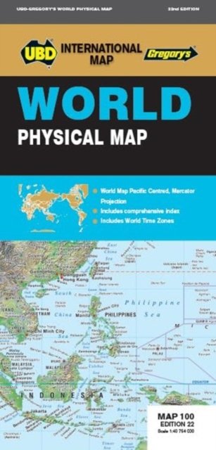 Cover for UBD Gregory's · World Physical Map 100 22nd ed (Kort) [Twenty second edition] (2022)