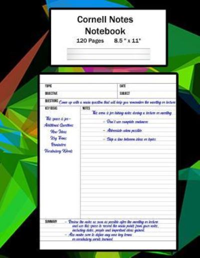 Cornell Notes Notebook - Cricket Creek Creatives - Książki - Createspace Independent Publishing Platf - 9781724973580 - 7 sierpnia 2018