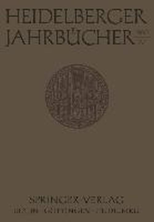 Cover for Universitats-Gesellschaft · Heidelberger Jahrbucher - Heidelberger Jahrbucher (Paperback Book) [German edition] (1960)