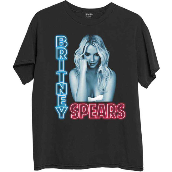 Britney Spears Unisex T-Shirt: Neon Light (Black) - Britney Spears - Produtos - - 5056561093581 - 27 de julho de 2023
