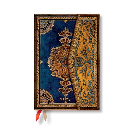 Cover for Paperblanks · Safavid Indigo (Safavid Binding Art) Mini 12-month Verso Hardback Dayplanner 2025 (Wrap Closure) - Safavid Binding Art (Inbunden Bok) (2024)