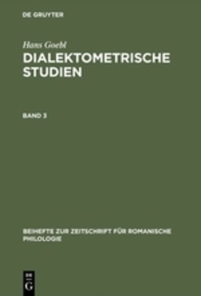 Cover for Siegfried Selberherr · Hans Goebl Dialektometrische Studien. Band 3 (Book) (1984)