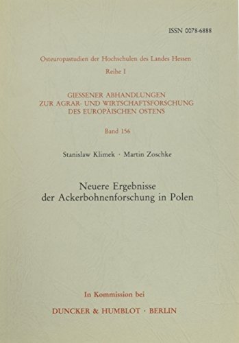 Cover for Klimek · Neuere Ergebnisse der Ackerbohne (Book) (1988)