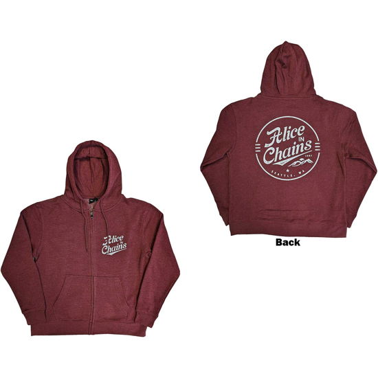 Cover for Alice In Chains · Alice In Chains Unisex Zipped Hoodie: Circle Emblem (Maroon Red) (Back Print) (Hoodie) [size S] (2023)