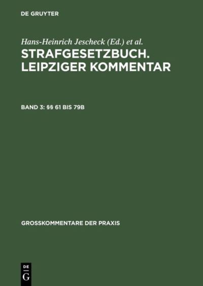 Cover for Hans-heinrich Jescheck · 61 Bis 79b (10. Vollig Neu Bearb. Aufl. Re) (Hardcover Book) (1985)