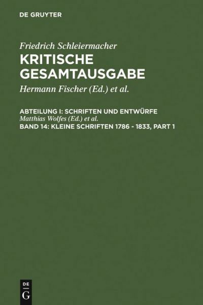 Cover for Schleiermacher · Gesamt.14 Kl.Schr.1786- (Bok) [German edition] (2003)