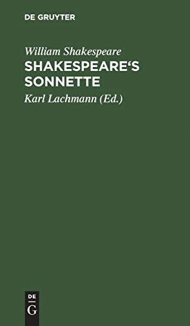 Cover for William Shakespeare · Shakespeare's Sonnette (Bog) (1901)