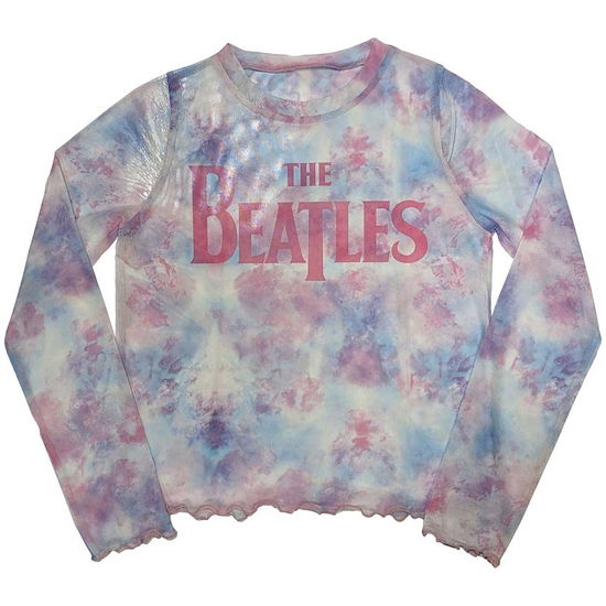 The Beatles Ladies Long Sleeve Crop Top: Drop T Logo (Mesh) - The Beatles - Merchandise -  - 5056737236583 - February 22, 2024