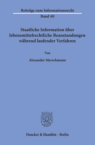 Cover for Merschmann · Staatliche Information über (Book) (2019)