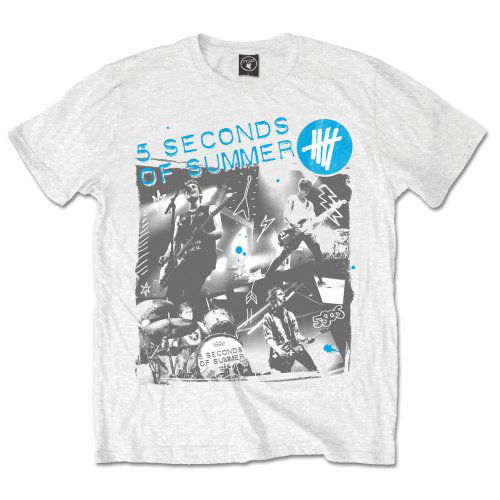 5 Seconds of Summer Unisex T-Shirt: Live Collage - 5 Seconds of Summer - Merchandise - ROFF - 5055295390584 - 30. desember 2014