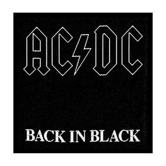 AC/DC Standard Patch: Back in Black - AC/DC - Produtos - Unlicensed - 5056170603584 - 13 de fevereiro de 2013