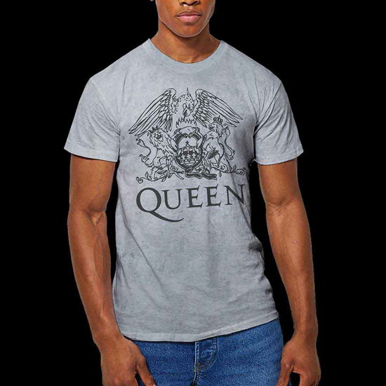 Cover for Queen · Queen Unisex T-Shirt: Crest (Dip-Dye On White) (Wash Collection) (T-shirt) [size L] [White - Unisex edition] (2021)