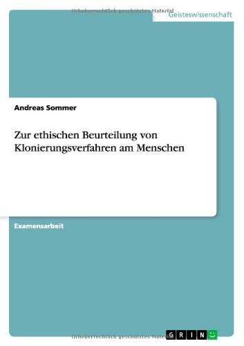 Cover for Sommer · Zur ethischen Beurteilung von Kl (Book) [German edition] (2013)