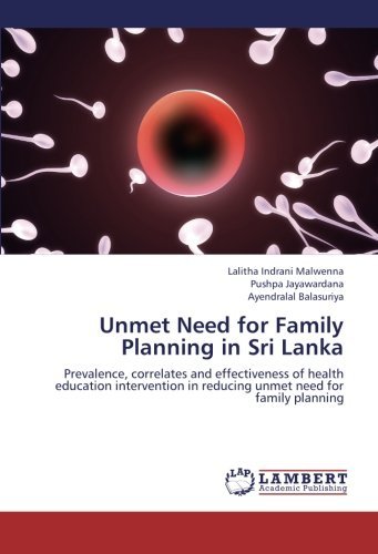 Cover for Ayendralal Balasuriya · Unmet Need for Family Planning in Sri Lanka: Prevalence, Correlates and Effectiveness of Health Education Intervention in Reducing Unmet Need for Family Planning (Pocketbok) (2012)