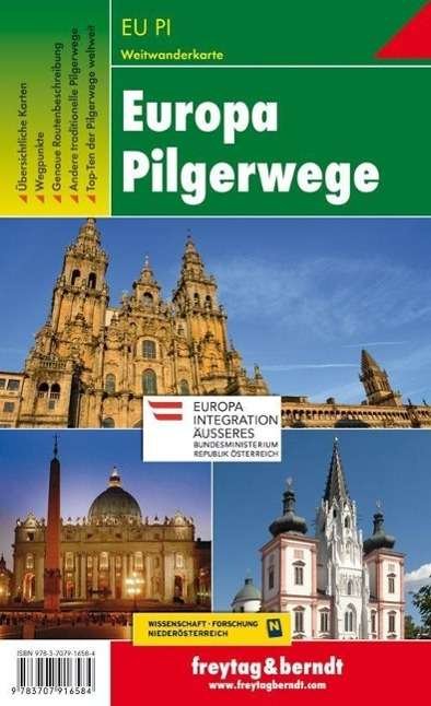 Cover for Europe Pilgrim Paths Hiking + Leisure Map 1:2 000 000 - 1:3 500 000 (Landkart) (2015)