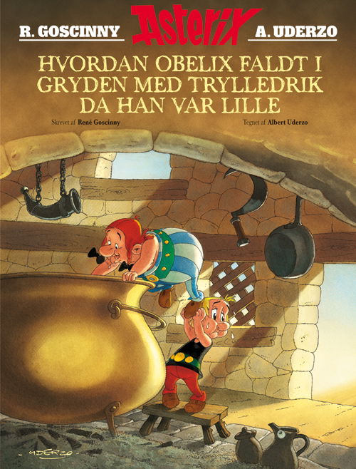 Cover for René Goscinny · Asterix: Asterix: Hvordan Obelix faldt i gryden med trylledrik da han var lille (Bound Book) [1º edição] (2024)