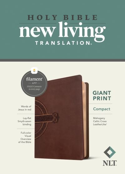Cover for Tyndale · NLT Compact Giant Print Bible, Filament Enabled Edition (Red Letter, LeatherLike, Mahogany Celtic Cross) (Buch) (2022)