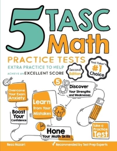 Cover for Reza Nazari · 5 TASC Math Practice Tests (Paperback Book) (2020)