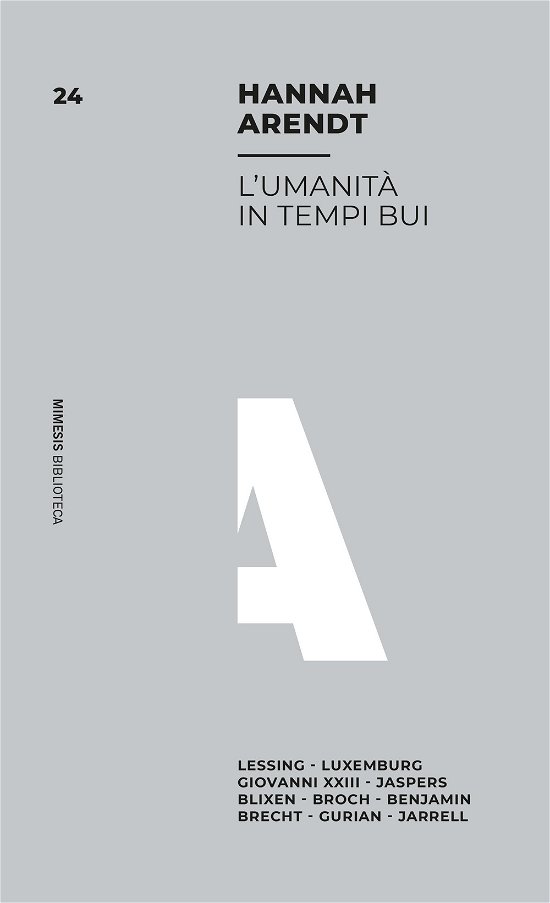 Cover for Hannah Arendt · L' Umanita In Tempi Bui. Lessing, Luxemburg, Giovanni XXIII, Jaspers, Blixen, Broch, Benjamin, Brecht, Gurian, Jarrell (Book)