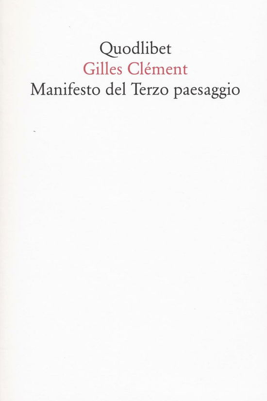 Cover for Gilles Clément · Manifesto Del Terzo Paesaggio (Book)