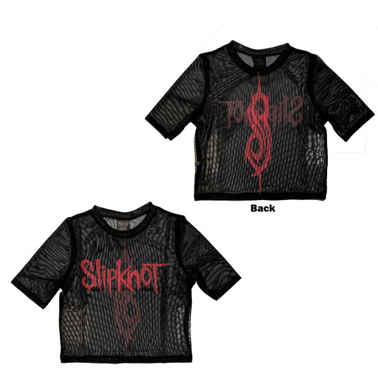 Slipknot Ladies Crop Top: Logo (Black) (Back Print & Mesh) - Slipknot - Merchandise -  - 5056561085586 - May 15, 2023