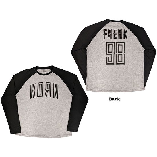 Cover for Korn · Korn Unisex Raglan T-Shirt: Freak '98 (Black &amp; Grey) (Back Print) (T-shirt) [size S] (2025)