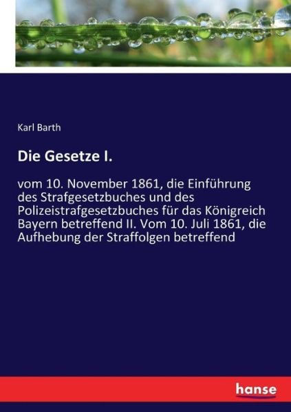 Cover for Barth · Die Gesetze I. (Book) (2017)