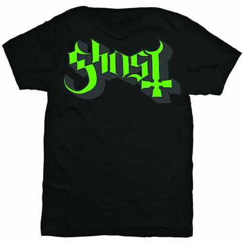 Ghost Unisex T-Shirt: Green / Grey Keyline Logo - Ghost - Produtos - Global - Apparel - 5055295344587 - 