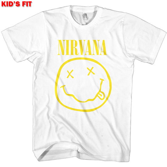 Cover for Nirvana · Nirvana Kids T-Shirt: Yellow Happy Face (White) (3-4 Years) (T-shirt) [size 3-4yrs] [White - Kids edition] (2020)